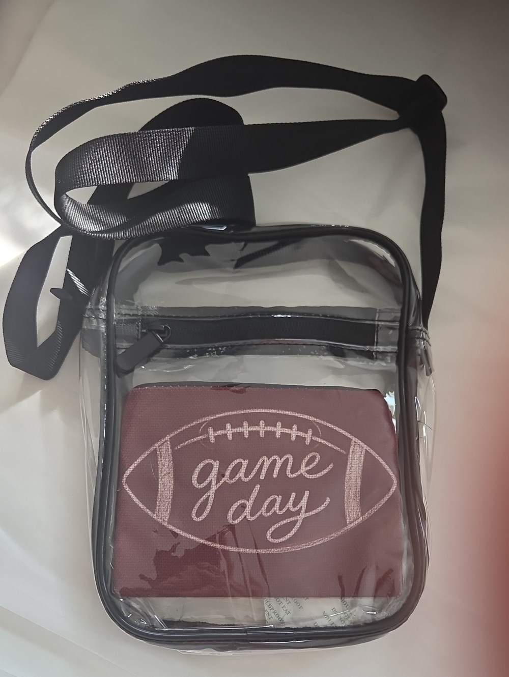 Port Authority Clear Crossbody Stadium Bag with Maroon Game Day Pouch